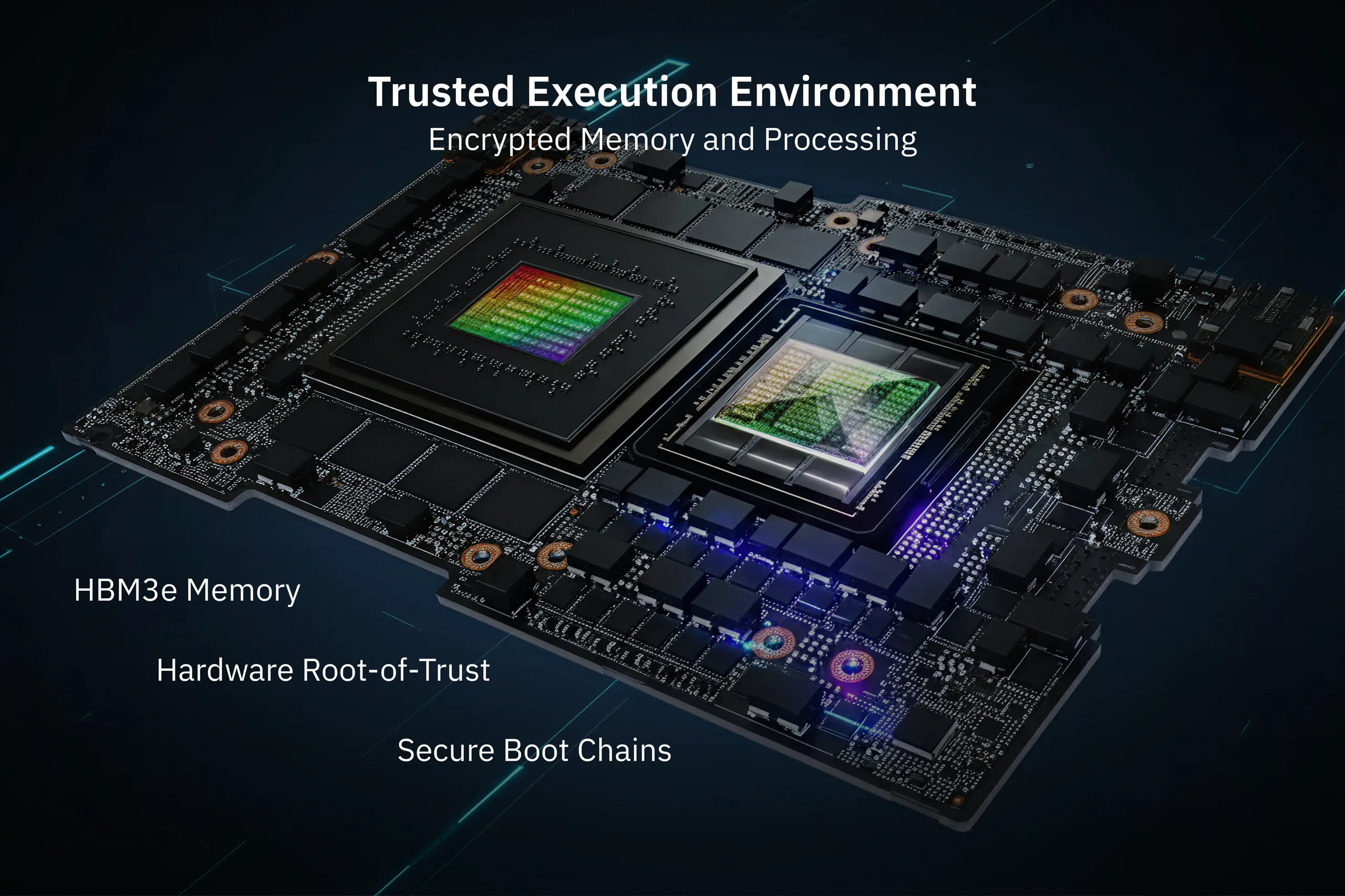 Infographic comparing AI threats like Model Theft and Poisoning against DGX H200 Confidential Computing defenses